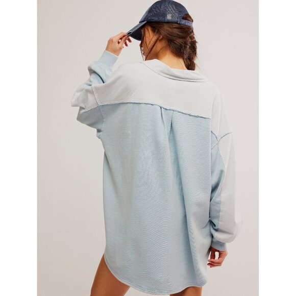 🆕 NWT FREE PEOPLE Madeleine Sweatshirt / Winter Sky Combo Size L - Picture 7 of 10